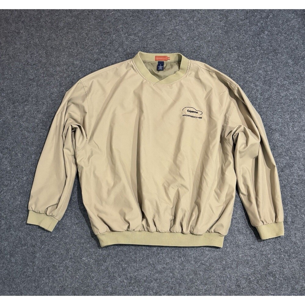 Porsche Cayenne Windbreaker Pullover Jacket Size XL Beige Read